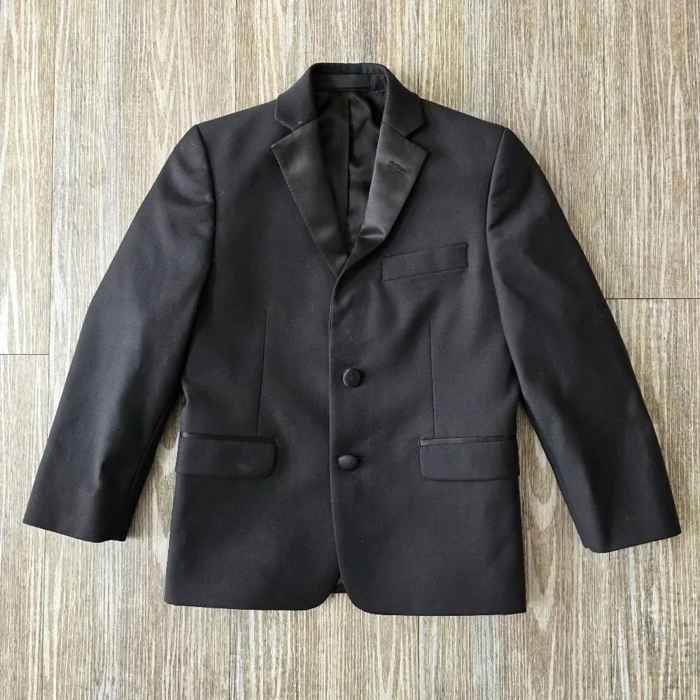 Polo Ralph Lauren Boys Black Tuxedo Jacket Size 7 Like New Lined Two-button